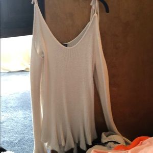 Express cold shoulder bell sleeve sweater